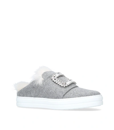 Shop Roger Vivier Sneaky Viv Fur Mule Sneakers In Grey