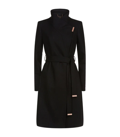 Ted Baker Kikiie Wool blend Long Wrap Coat In Black ModeSens