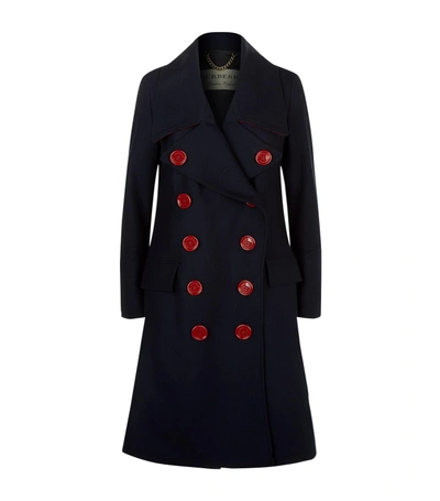 Shop Burberry Woollen Oversized Coat In Blue