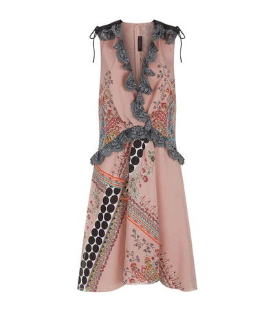 Shop Etro Printed Silk Lace-up Shoulder Dress In Pink