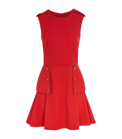 Shop Alexander Mcqueen Buttoned Peplum Hem Dress In Red