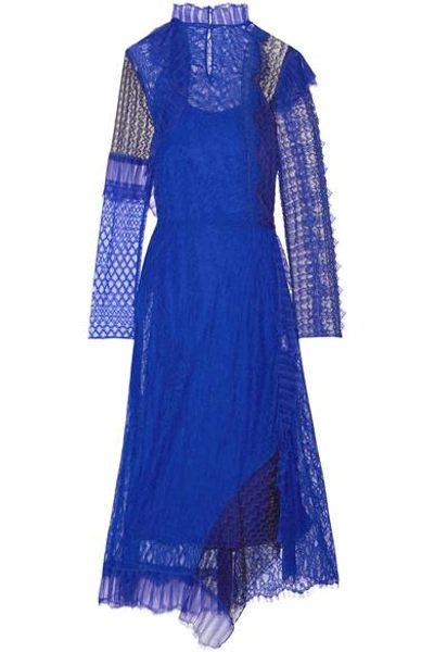 Shop 3.1 Phillip Lim / フィリップ リム Asymmetric Paneled Lace Midi Dress In Bright Blue