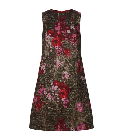 Shop Dolce & Gabbana Jacquard Rose Sleeveless Dress In Multi