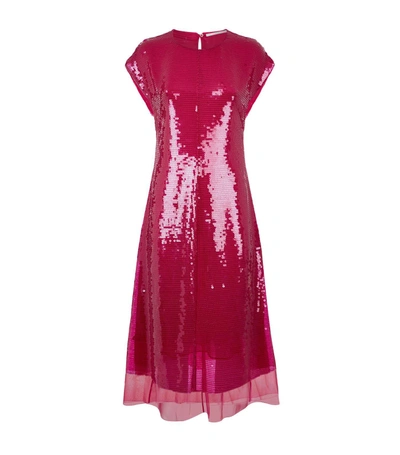 Shop Stella Mccartney Addison Sequin Midi Dress In Pink