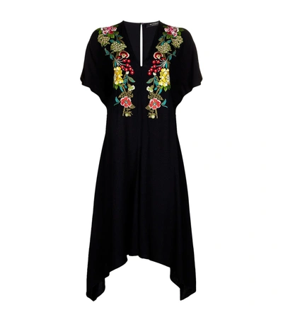 Shop Etro Floral Embroidered V-neck Dress In Multi