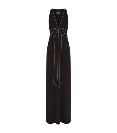 Shop Boutique Moschino Embellished Bow Detail Gown In Black