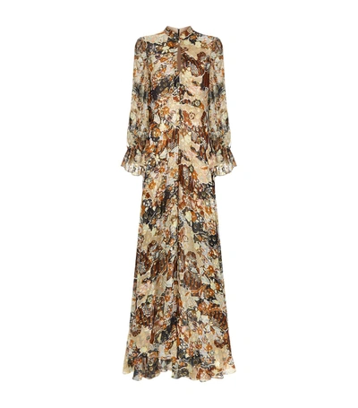 Shop Chloé Floral High Neck Gown In Multi