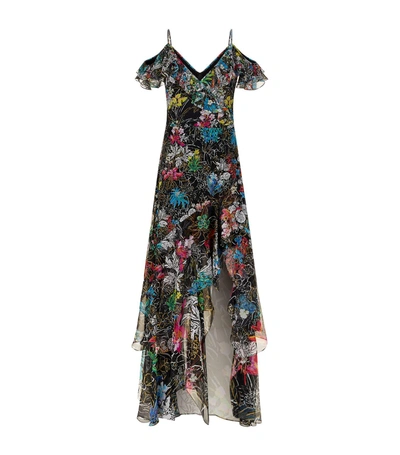 Peter Pilotto Asymmetric Floral-print Silk-georgette Gown In Black ...