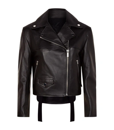 Shop Helmut Lang Leather Biker Jacket In Black