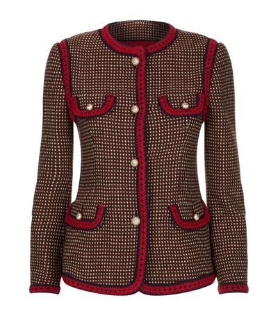 Shop Gucci Web Trim Tweed Jacket In Multi