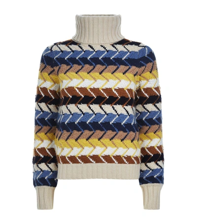 Shop Chloé Zig Zag Roll Neck Sweater In Multi