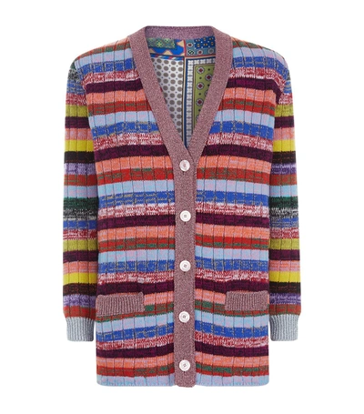 Shop Gucci Silk Knit Reversible Long Cardigan In Multi