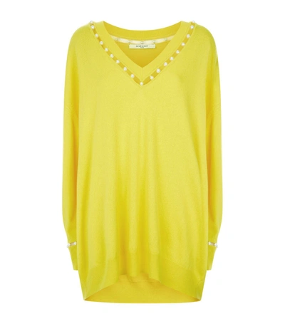 Shop Givenchy Pearl Embellished Sweater In Yellow