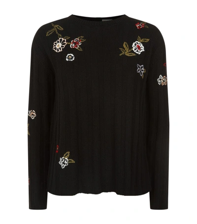 Shop Red Valentino Embroidered Floral Sweater In Black