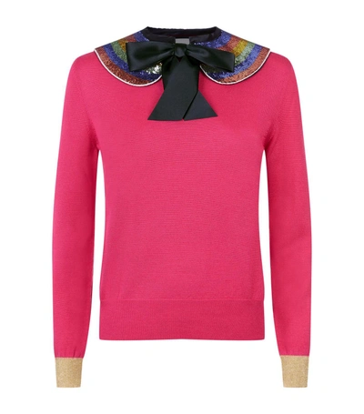 Shop Gucci Sequin Knit Sweater In Pink
