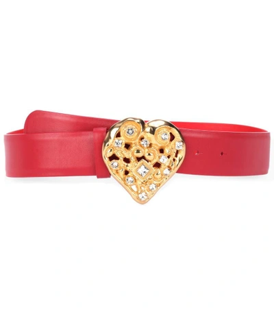 Shop Dolce & Gabbana Embellished Leather Belt In Red
