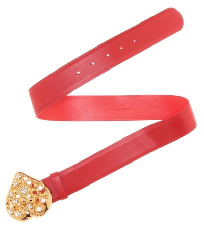 Shop Dolce & Gabbana Embellished Leather Belt In Red
