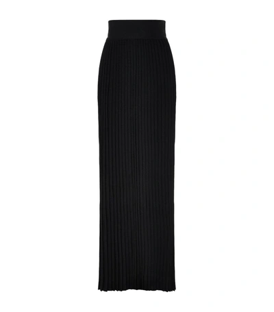 Shop Balmain Pleated Maxi Skirt In Black