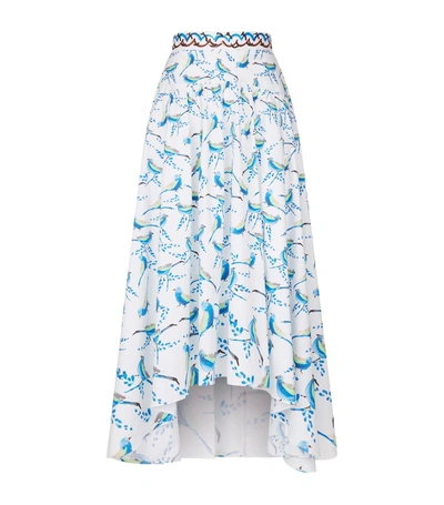 Shop Peter Pilotto Bird Print Midi Skirt In White