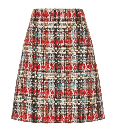 Shop Gucci Tweed Skirt In Multi