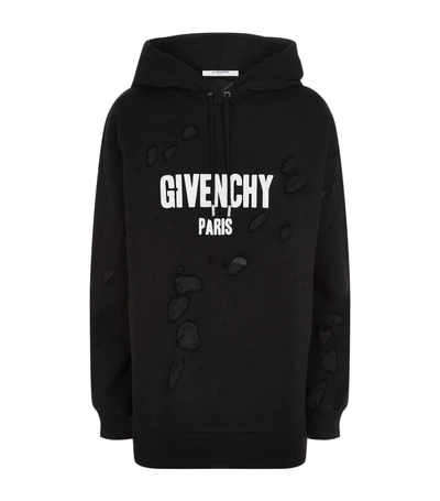 Shop Givenchy Paris Logo Hoodie In Black