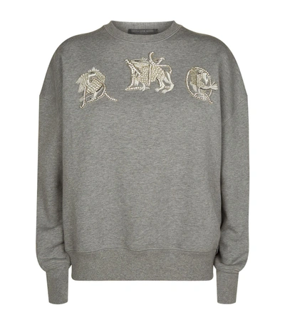Shop Alexander Mcqueen Embellished Mythical Creature Sweatshirt In Grey