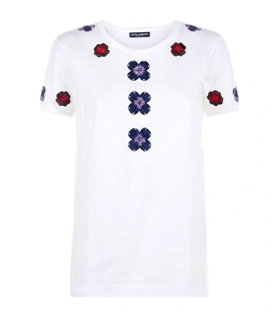 Shop Dolce & Gabbana Floral Embroidered T-shirt In Multi