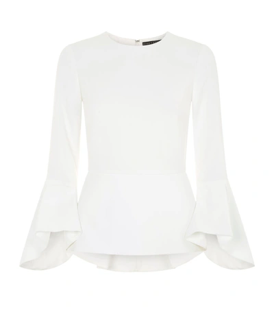 Shop Alice And Olivia Ruby High-low Peplum Top In Ivory