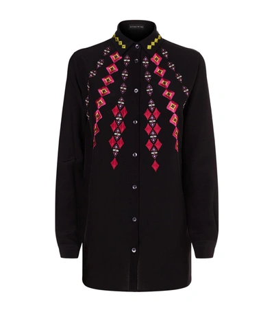 Shop Etro Oversized Embroidered Shirt In Multi