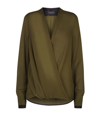 Shop Rag & Bone Victor Knot Front Blouse In Green
