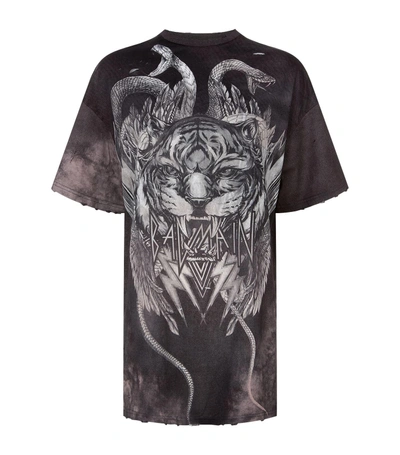 Shop Balmain Tiger Print T-shirt In Black