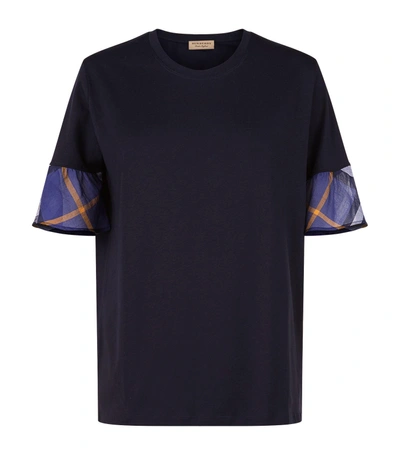Shop Burberry Frill Check T-shirt In Blue