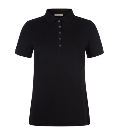 Shop Burberry Check Detail Polo Shirt In Black