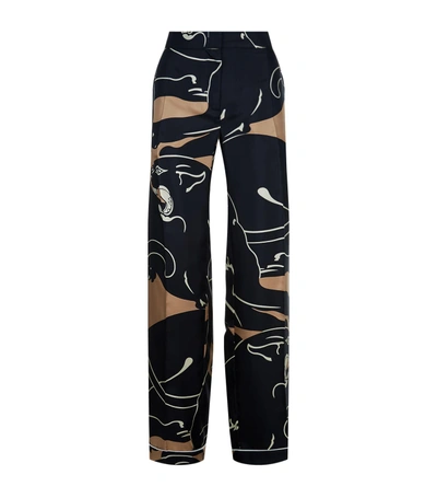 Shop Valentino Silk Panther Trousers In No Color