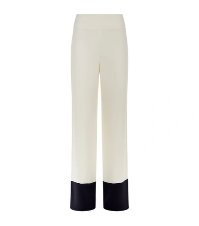 Shop Max Mara Fumato Contrast Hem Trousers In Ivory