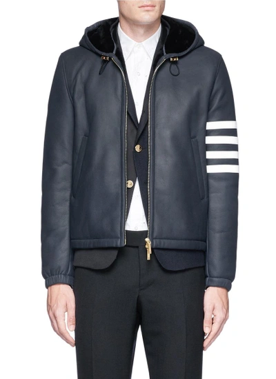 Shop Thom Browne Sheepskin Leather Hooded Jacket