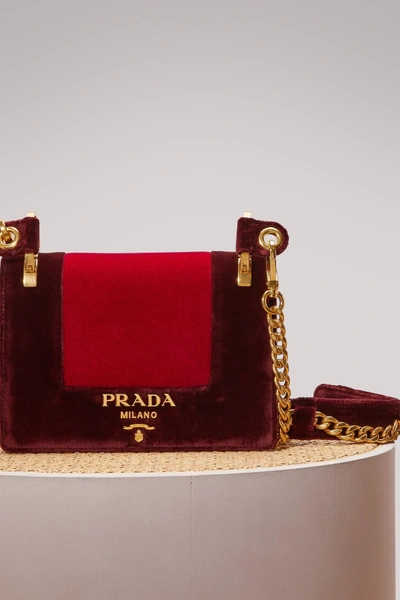 Shop Prada Patina Velvet Bicolor Shoulder Bag