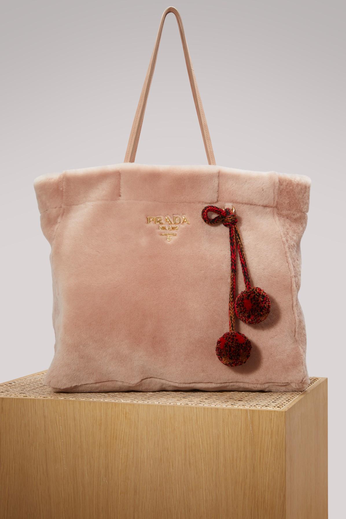 pink shearling prada bag