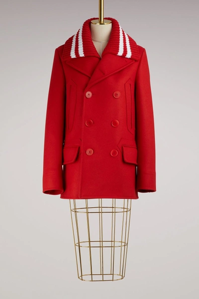 Shop Givenchy Pea Coat With Removable Collar In Red