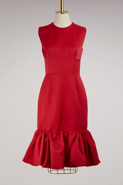 Shop Prada Sleeveless Wool And Silk Dress In Red