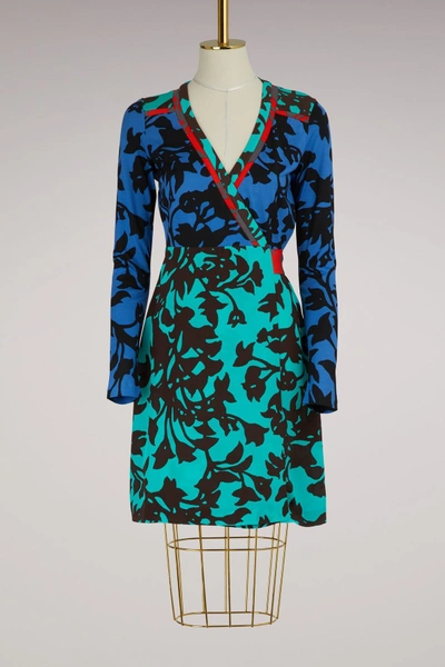 Shop Diane Von Furstenberg Draped Silk Dress In Brulon Denim/brulon Aqm/brl Br
