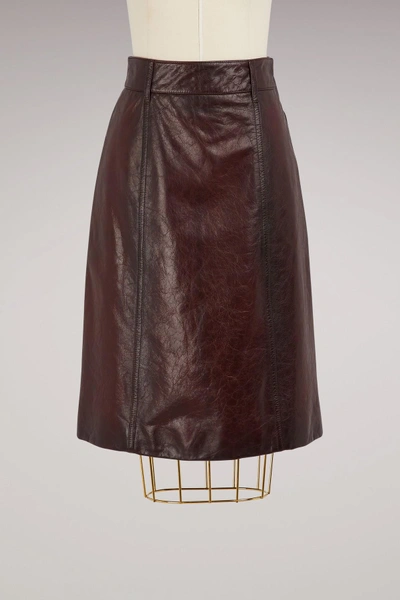 Shop Prada Mid-length Leather Skirt