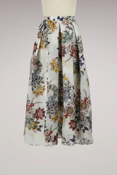 Shop Erdem Elena Long Skirt In White / Multi
