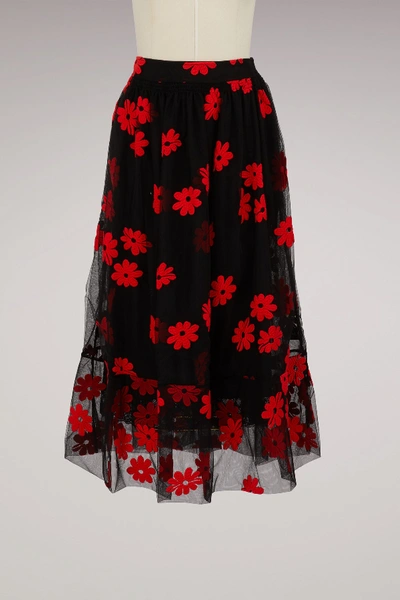 Shop Simone Rocha Printed Cotton Skirt In Black/red