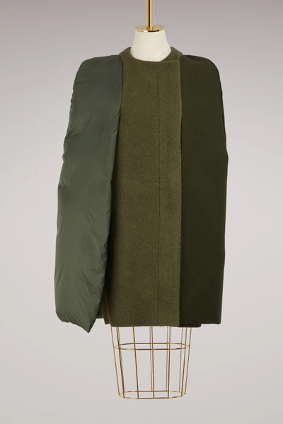 Shop Rick Owens Wool Cape In Forest
