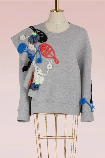 Shop Michaela Buerger Merino Wool Embroidered Sweatshirt In Light Grey