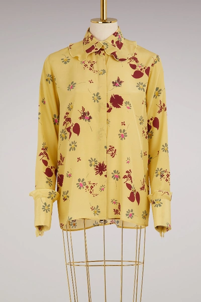Shop Valentino Silk Printed Blouse In Yellow
