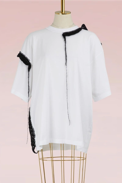 Shop Maison Margiela T-shirt With Crochet Details In White