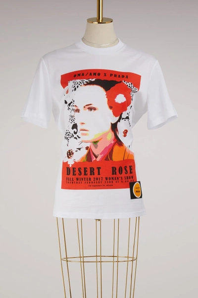 Prada White Oma Edition desert Rose Poster T shirt ModeSens