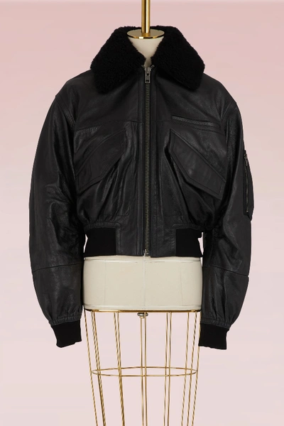 Shop Haider Ackermann Leather Bomber Jacket In Black